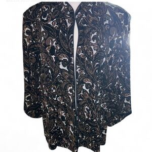 Alex Evenings Black and Gold Paisley Blazer